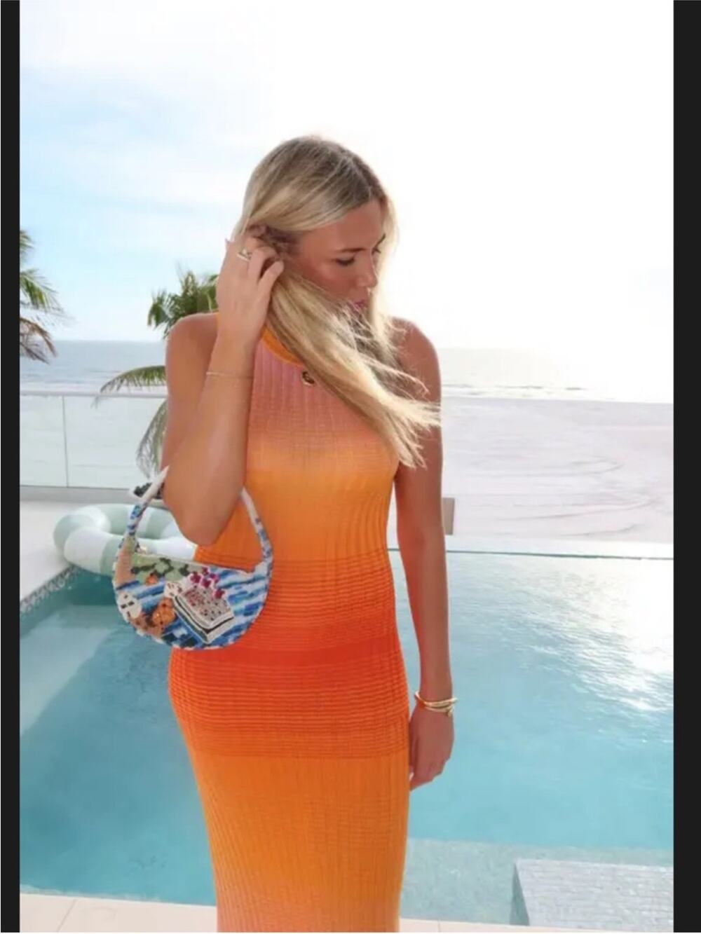 Maje Rirano Tie Dyed Knit Maxi Dress FR34/US0